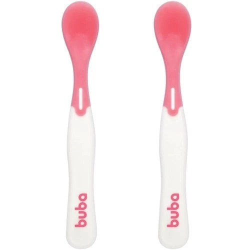 Kit com 2 Colher Termossensível Para Bebe Térmica Infantil Rosa e Azul Menino e Menina