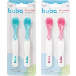 Kit com 2 Colher Termossensível Para Bebe Térmica Infantil Rosa e Azul Menino e Menina