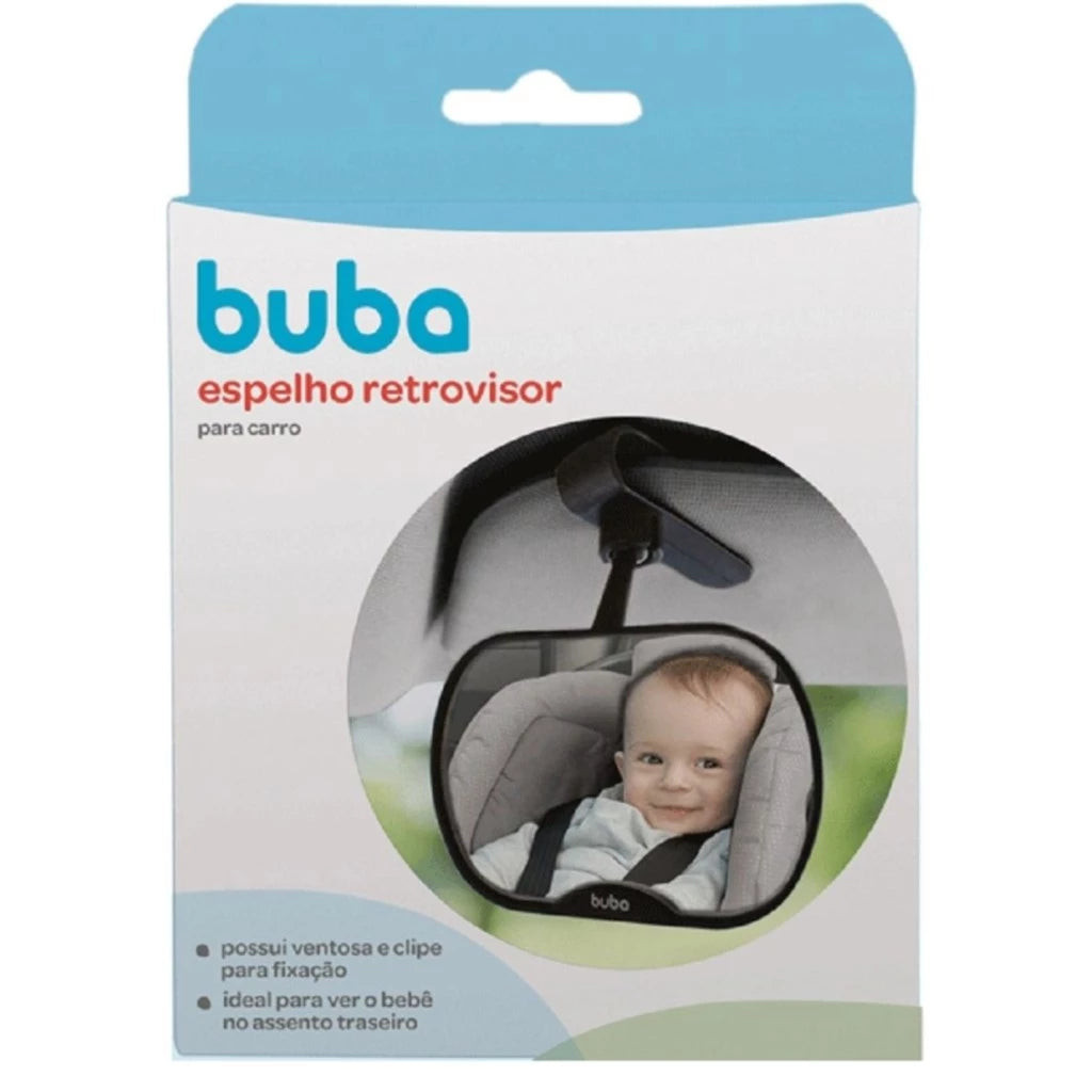 Kit com Espelho Retrovisor + 2 Protetor Solar bebê Carro proteção Ventosa Buba