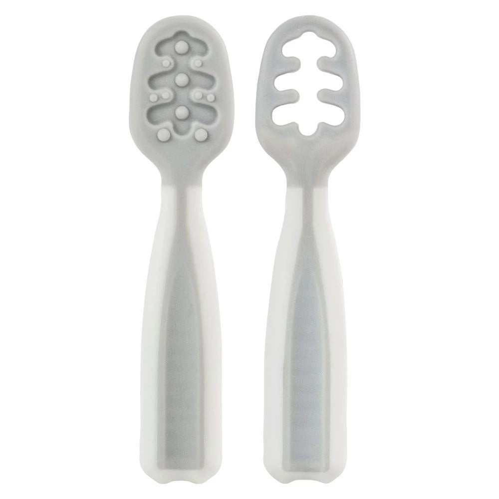 Colher 2 Estágios Buba Treinamento Auto Alimentação Cinza Para Bebês buba