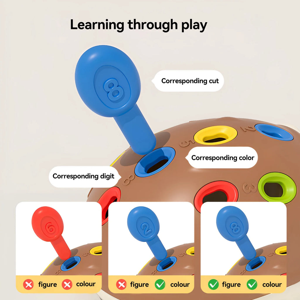 Brinquedo Educativo Ouriço de Encaixe – Aprendizado com Números e Cores