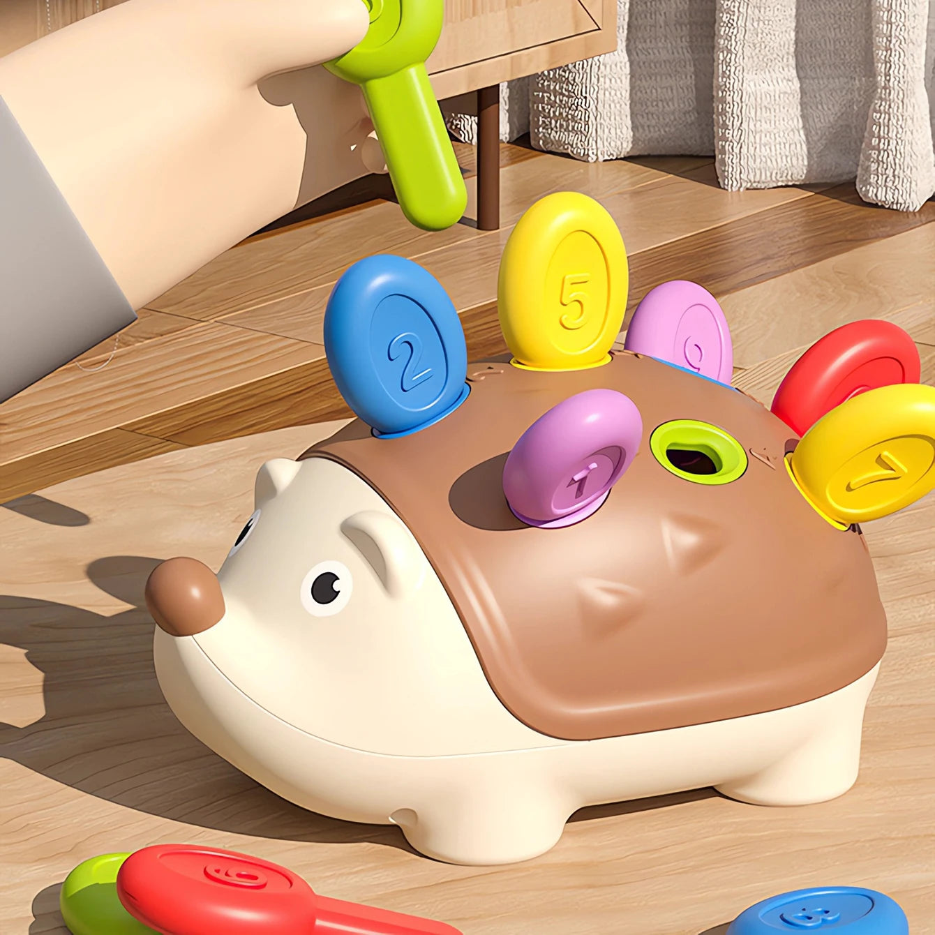 Brinquedo Educativo Ouriço de Encaixe – Aprendizado com Números e Cores