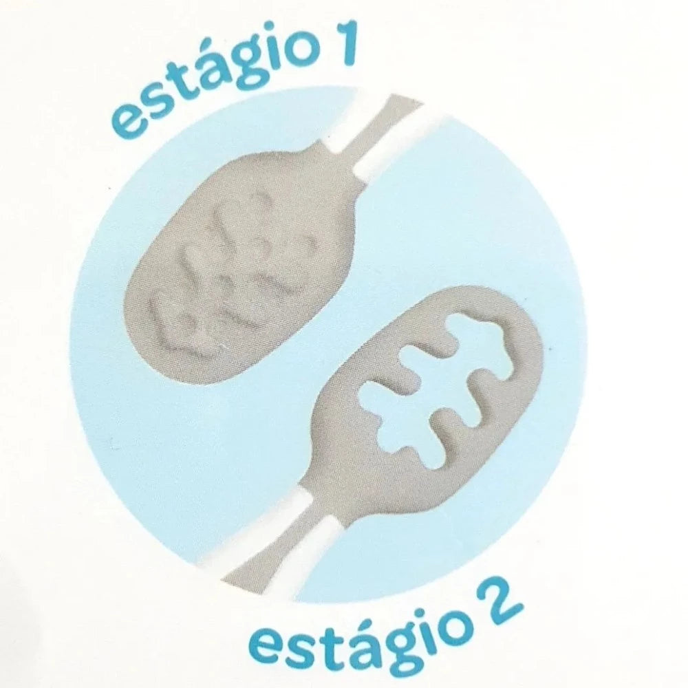 Colher 2 Estágios Buba Treinamento Auto Alimentação Cinza Para Bebês buba