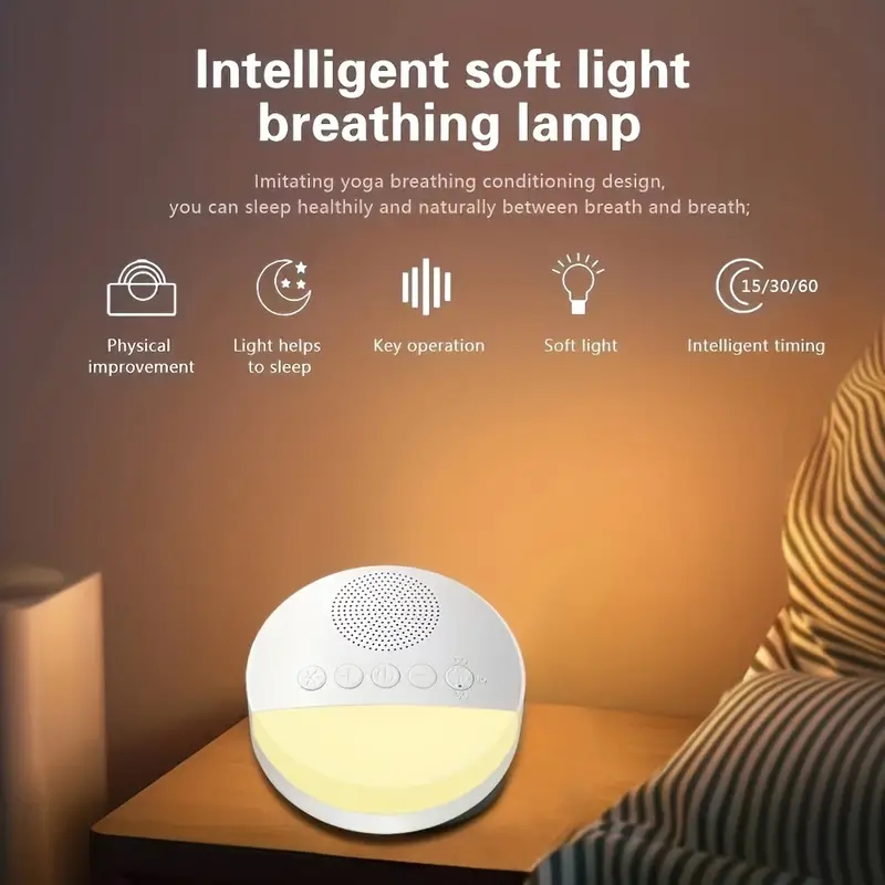 Aparelho Máquina de ruído branco Calmante Bebê Sono Relaxamento USB Recarregável luz noturna
