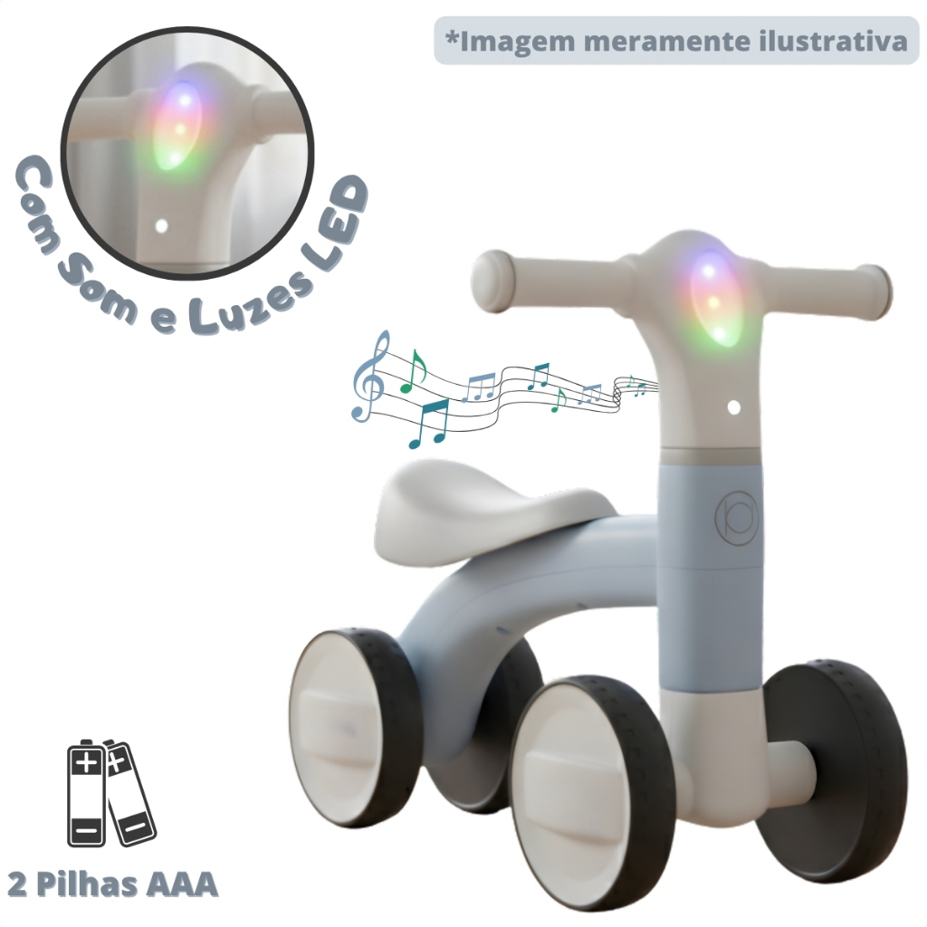 Andador Bebê Infantil Bicicleta De Equilibro sem Pedal Com Som E Luz Até 24kg