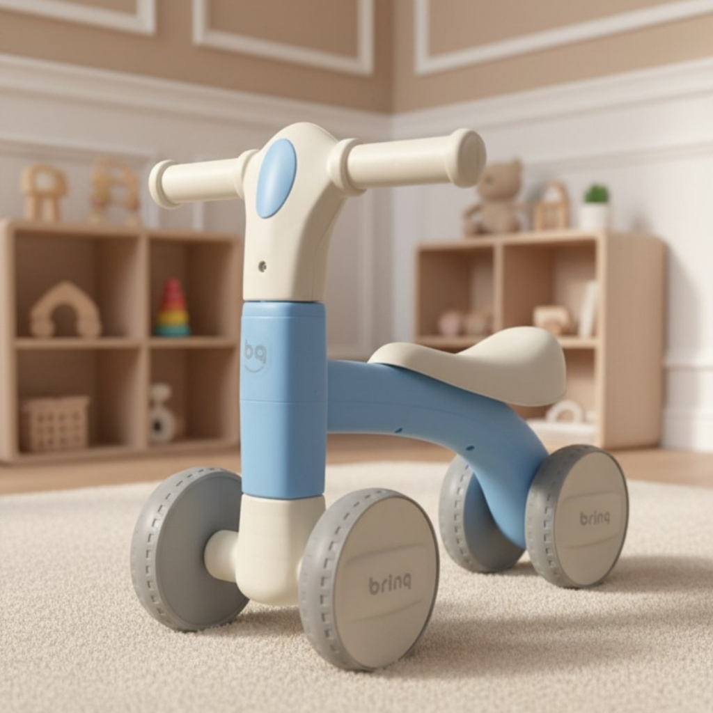 Bicicleta de Equilíbrio Infantil 4 Rodas com Luz e Som – Até 24kg