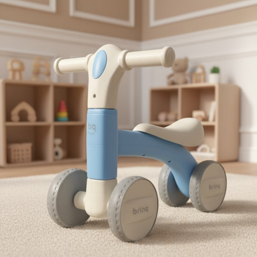 Bicicleta de Equilíbrio Infantil 4 Rodas com Luz e Som – Até 24kg