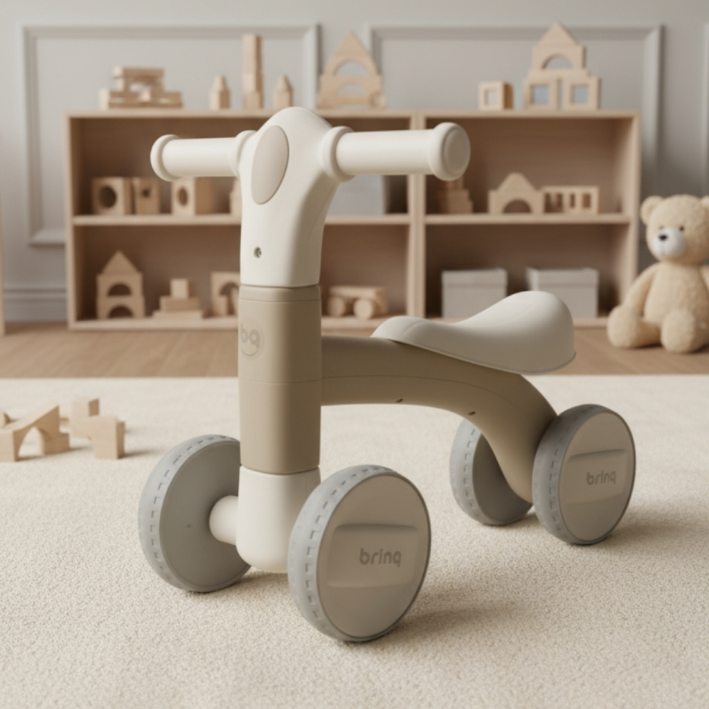 Bicicleta de Equilíbrio Infantil 4 Rodas com Luz e Som – Até 24kg