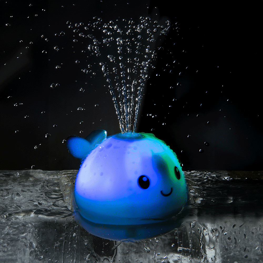 Brinquedo de Banho Baleia Buba Com luz Esguicha água
