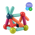 Blocos de Montar Magnético Construção 128 Peças Bastãos e Bolas Brinquedo Educativo Infantil